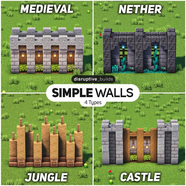 four different types of simple walls in the game