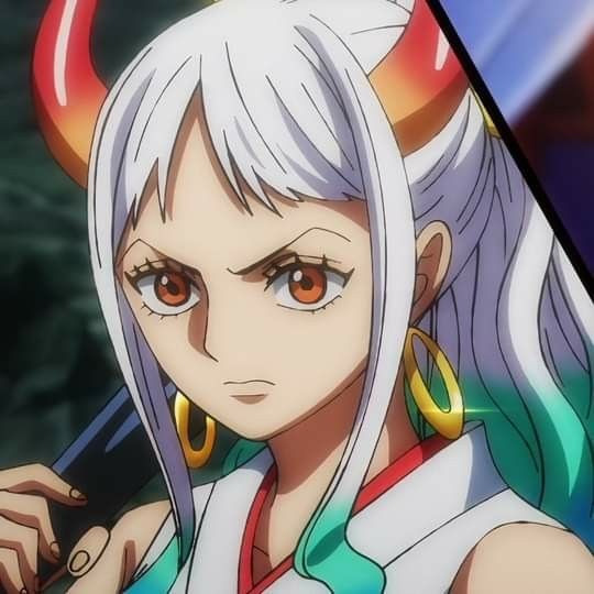 an anime character with white hair and horns