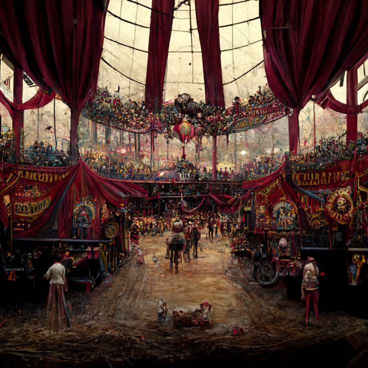 the circus is full of clowns, horses, and other things to see in it