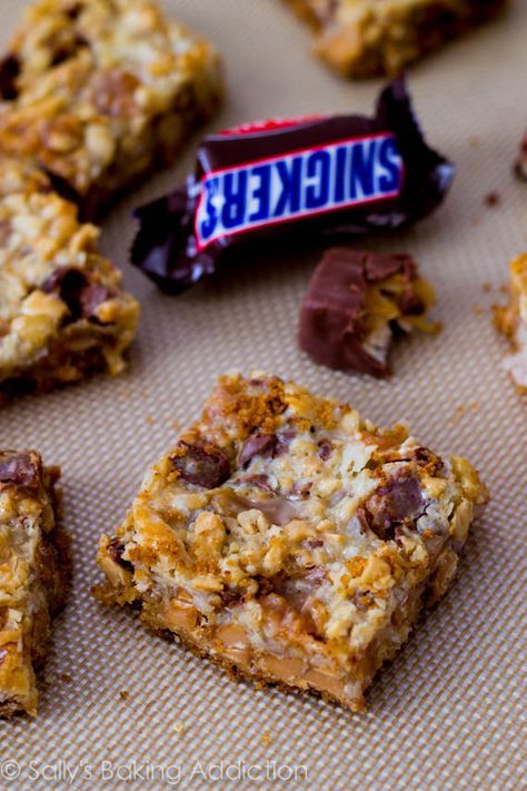 cookies and bars are sitting on a baking sheet