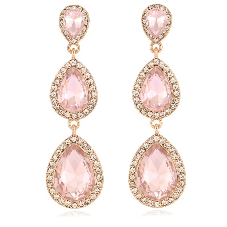 PRICES MAY VARY. Light Pink Teardrop Dangle Earrings: Adorned with selected rhinestone in round, teardrop shape, all golden plated, post backs for pierced ears, crafted with eco-friendly Zinc alloy, hypoallergenic and nickel-free, designed to be comfortable and easy to wear. Elegant and Exquisite. Brings you eye-catching effect all the time. Sparkly Rhinestone Dangle Earrings: Adorned with selected rhinestone in round, teardrop shape, adding a touch of sparkle to your look. All golden plated, an Rose Tone Summer, Quince Earrings, Hoco Jewelry, Light Pink Earrings, Pink Dangle Earrings, Pink Statement Earrings, Purple Dangle Earrings, Hot Pink Earrings, Prom Costume