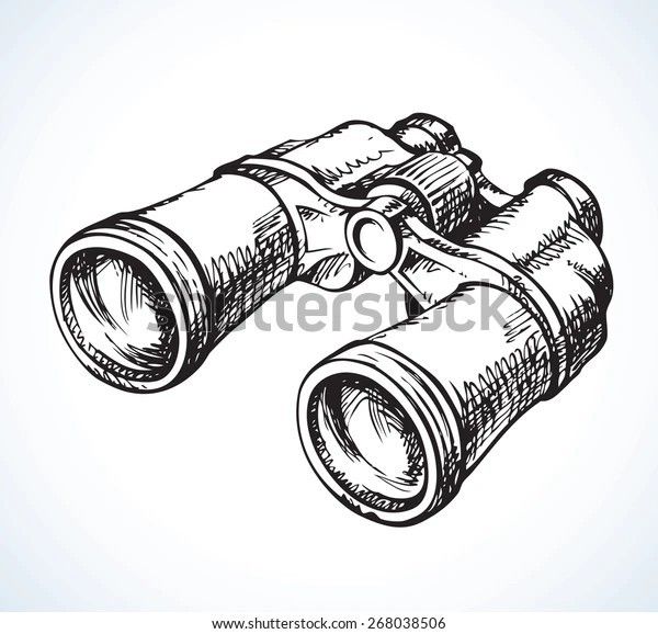 a pair of binoculars drawn by hand on a white background stock photo, images and royalty illustrations