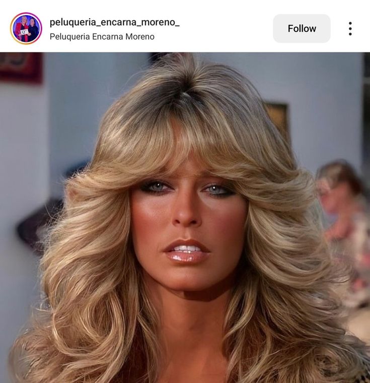 Farah Fawcett 70s Fashion, Farah Fawcett Makeup, 70s Hair Farrah Fawcett, 70s Glam Hair And Makeup, Farrah Fawcett 70s Makeup, 80s Stars Women, Modern Farah Hair, Hair 70s Style Woman, 80s Disco Hair