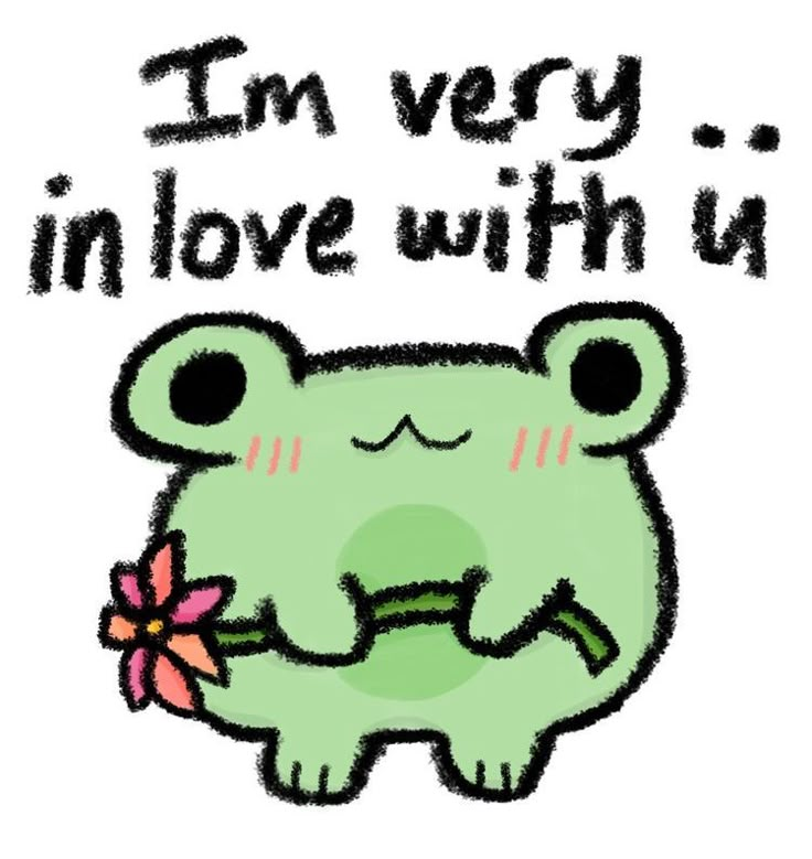 i'm very in love with u, frog holding a flower and text on the back