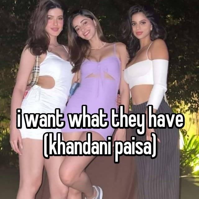 three women posing for the camera with text that reads i want what they have khandani