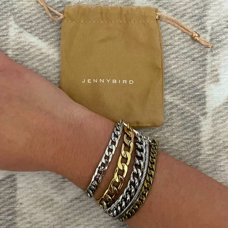 Jenny Bird Austin Cuff Mixed Metal Layered Chain Bracelet Fabfitfun New In Pouch. Mixed Metals Bracelet Stack, Mixed Metal Jewelry Layering, Mixing Metals Jewelry, Silver And Gold Jewelry Mixing, Mixed Metals Jewelry, 2024 List, Jenny Bird Jewelry, Bird Bracelet, Mixed Metal Bracelets