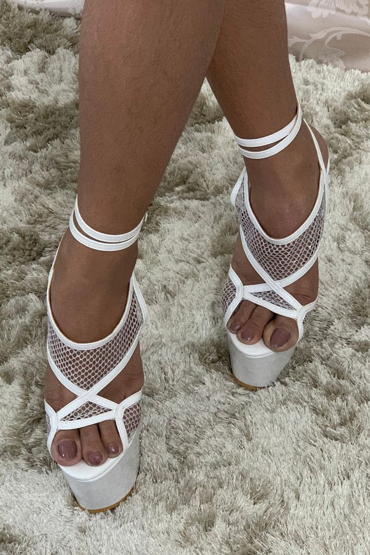 Sexy Hot White Open Toe Platform Heels With Straps - Heeled Shoes Sandals for elegant ladies and feminine women White High Heel Sandals, Feminine Women, White Platform, Elegant Ladies, Platform Stilettos, Heels Sandals, High Heels Stilettos, Chic Woman, Strap Heels