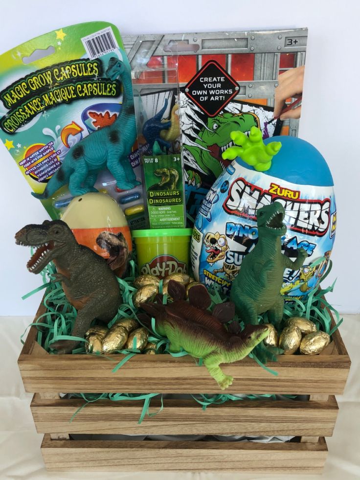 an easter basket filled with toys and candy