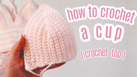 a crochet hat is shown with the words how to crochet a cup