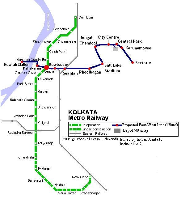 a map showing the location of metro rail lines