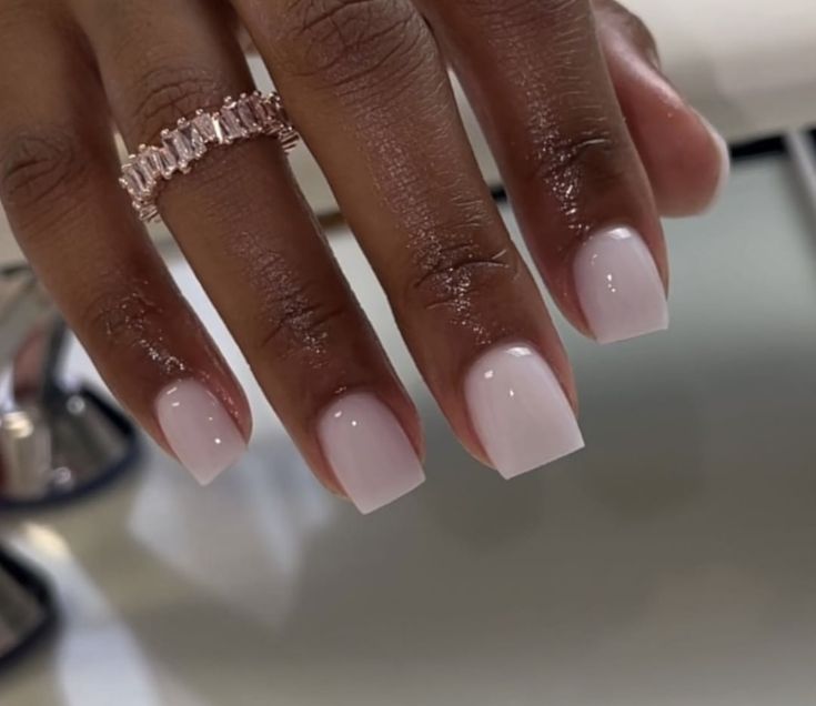 Overlay Nails, Milky Nails, Short Square Nails, White Acrylic Nails, Her Nails, Work Nails, Classy Acrylic Nails, Short Square Acrylic Nails, Acrylic Nails Coffin Short