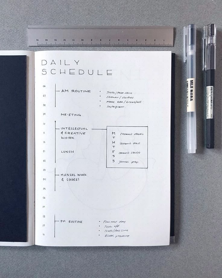 the daily schedule is open and ready to be used by someone who has been studying