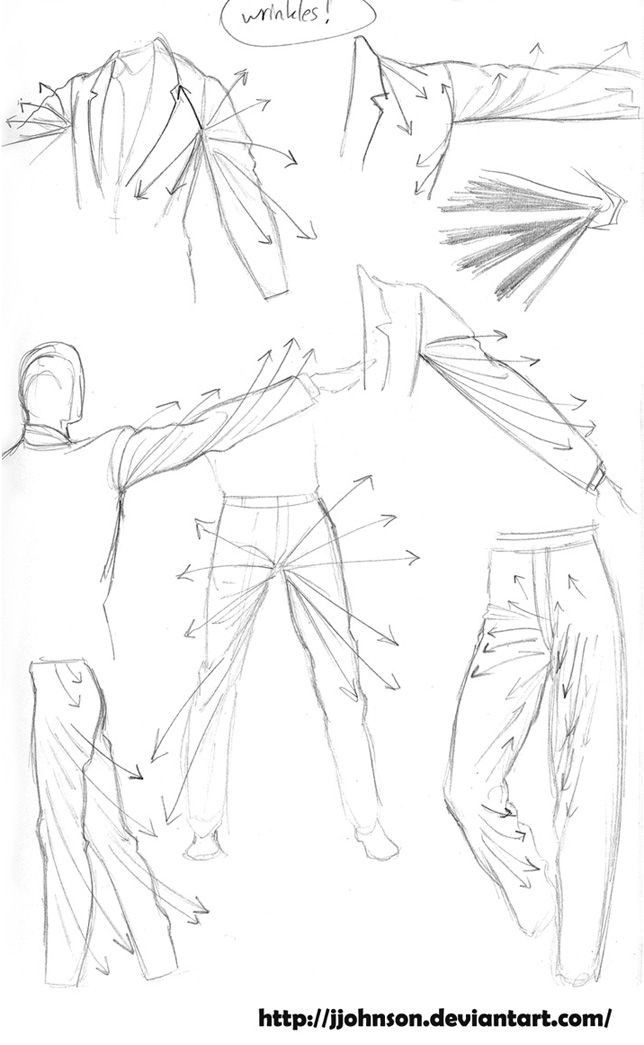 an image of the back side of a man's shirt and pants, with instructions for