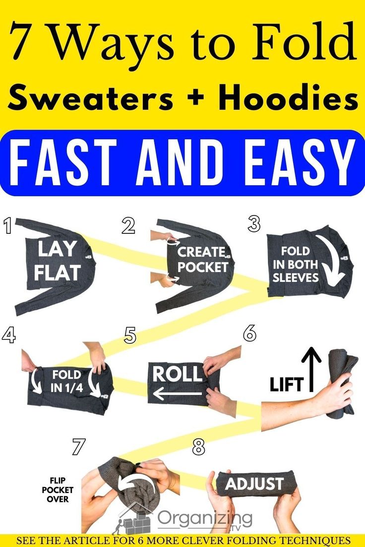 How to Fold Sweaters (and Hoodies) Small: The Ranger Roll How To Roll Clothes, Fold Sweaters, How To Fold Hoodies, Ranger Roll, How To Fold Sweaters, Hang Sweaters, Sweaters And Hoodies, Fold Clothes, Space Organization