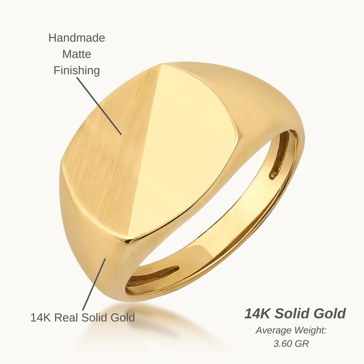 Real Gold Rings, Signet Ring For Men, Best Gift For Husband, Signet Rings, Etsy Gold Ring, Gift For Husband, Ring For Men, Matte Gold, Signet Ring