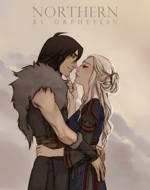 two people standing next to each other with their arms around each other and the words northern by orphelinn above them