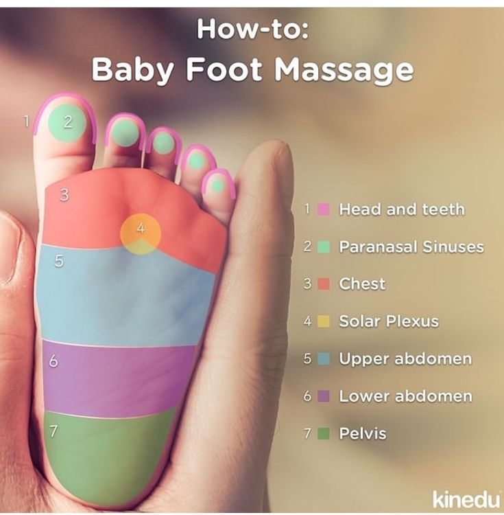 a person holding up a baby foot massage device with instructions on how to use it