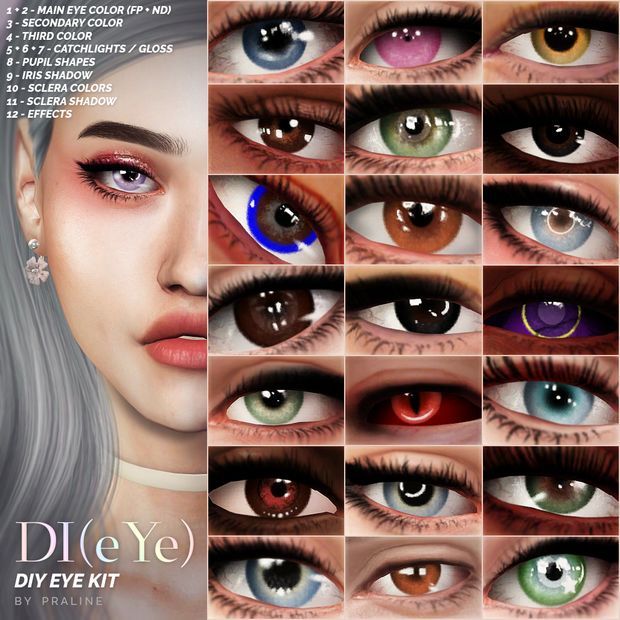 an image of different colored eyes for the simse game, diy eye kit