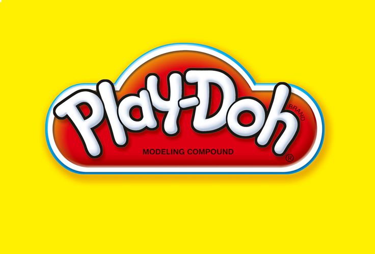 the play doh logo is shown on a yellow background with white lettering that reads,'play doh modeling compound '