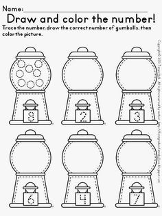 worksheet for children to learn how to draw and color the numbers