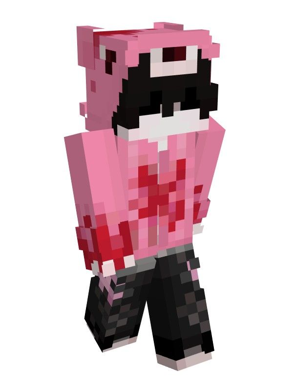 an image of a pink and black animal in pixel art style on a white background