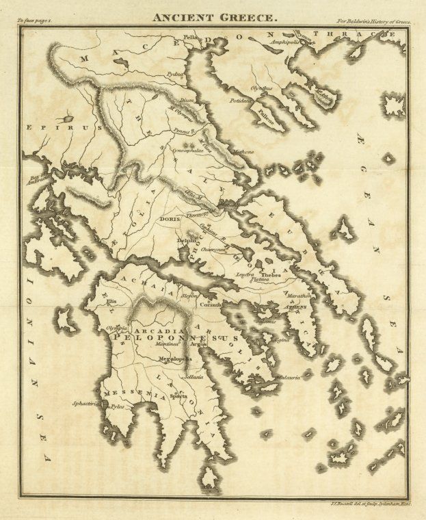 an old map of ancient greece