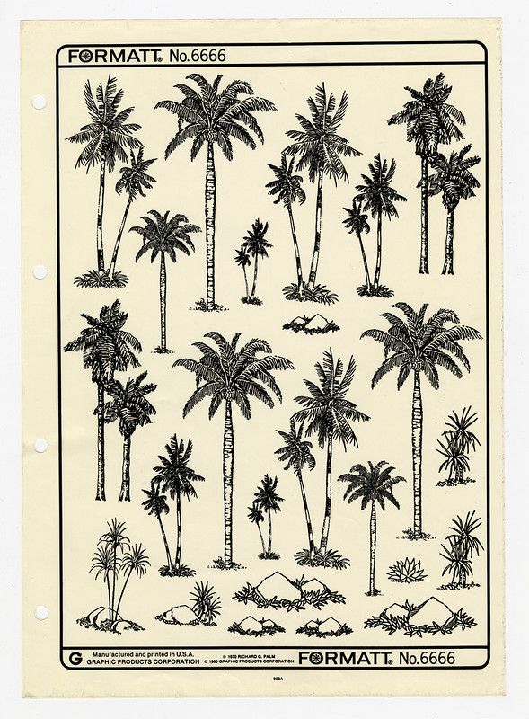 an old poster with palm trees on it