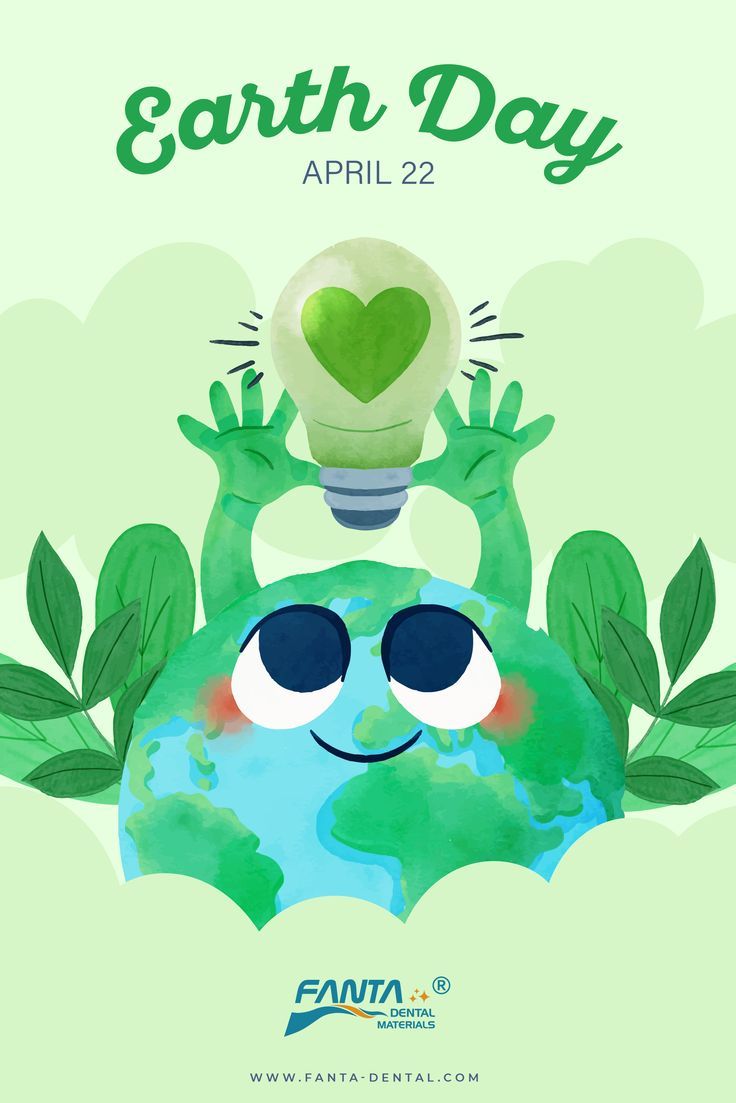 an earth day poster with a green light bulb on top of it and leaves around the globe