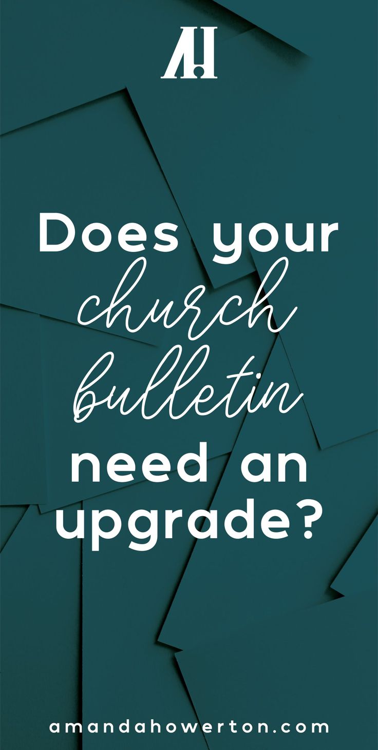 the words does your church bulletin need an upgrade? in white on teal background