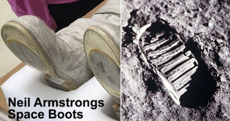 an image of a person standing on the moon next to a shoe that has been placed in the ground