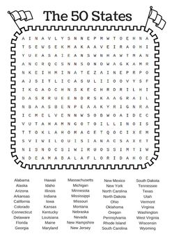 the 50 states word search puzzle