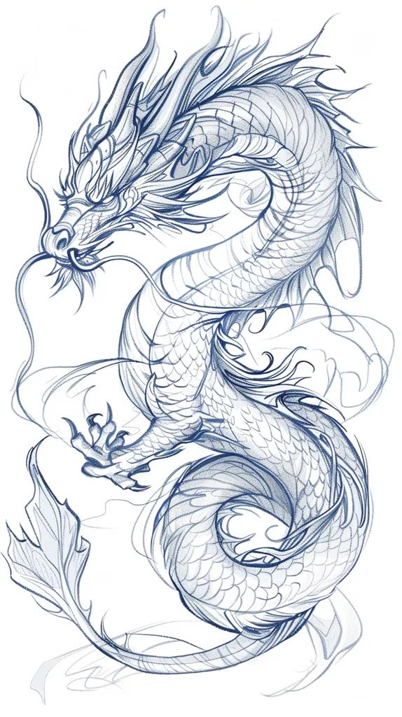 a drawing of a dragon with leaves on it's back and wings in the air