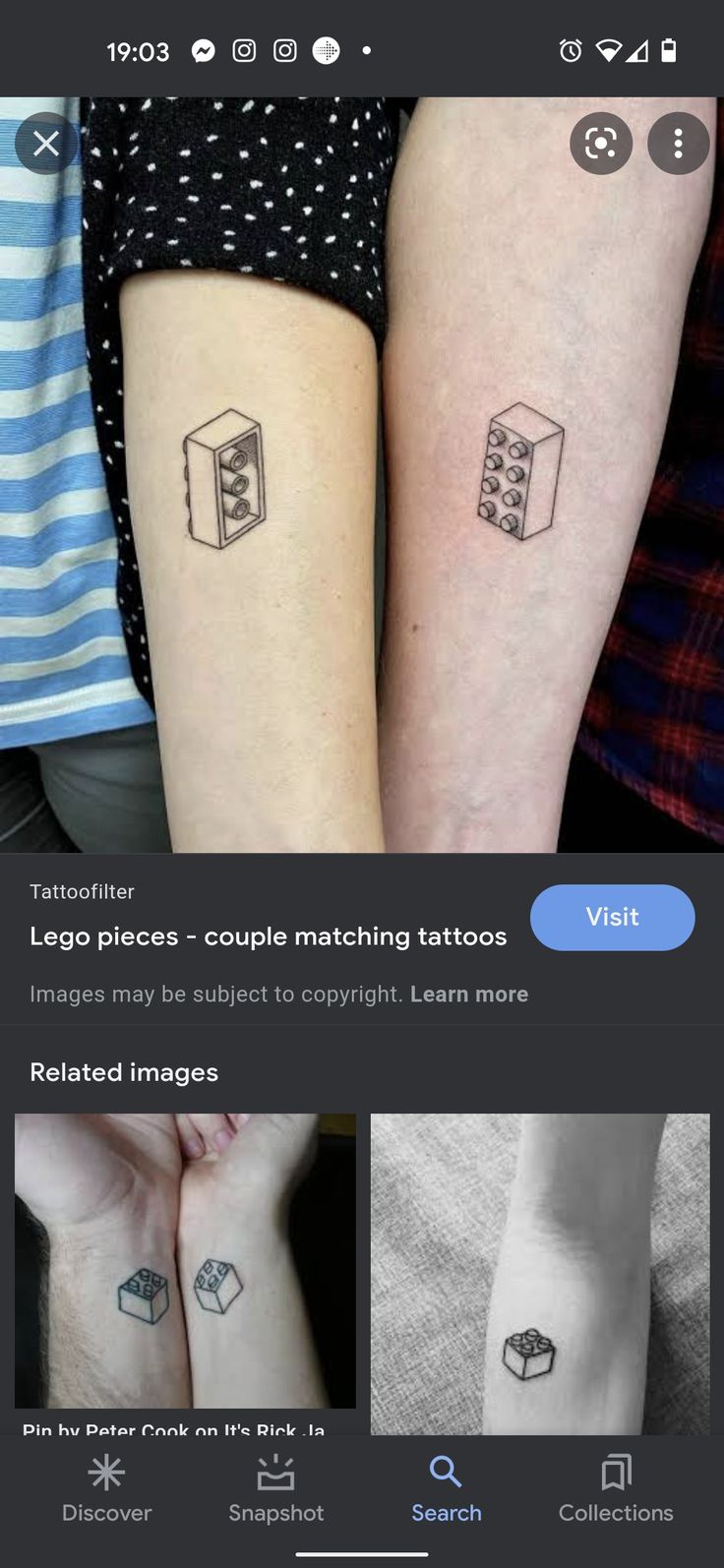 two people with matching tattoos on their arms