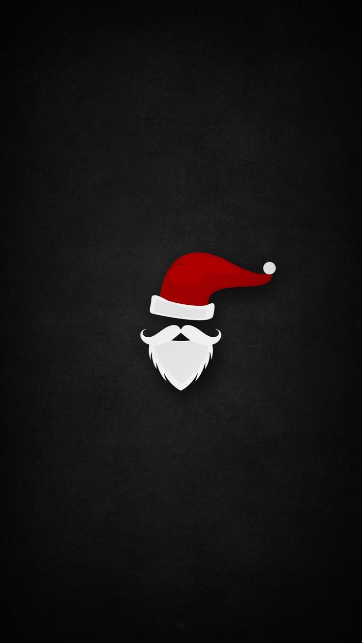 a santa hat and beard on a black background