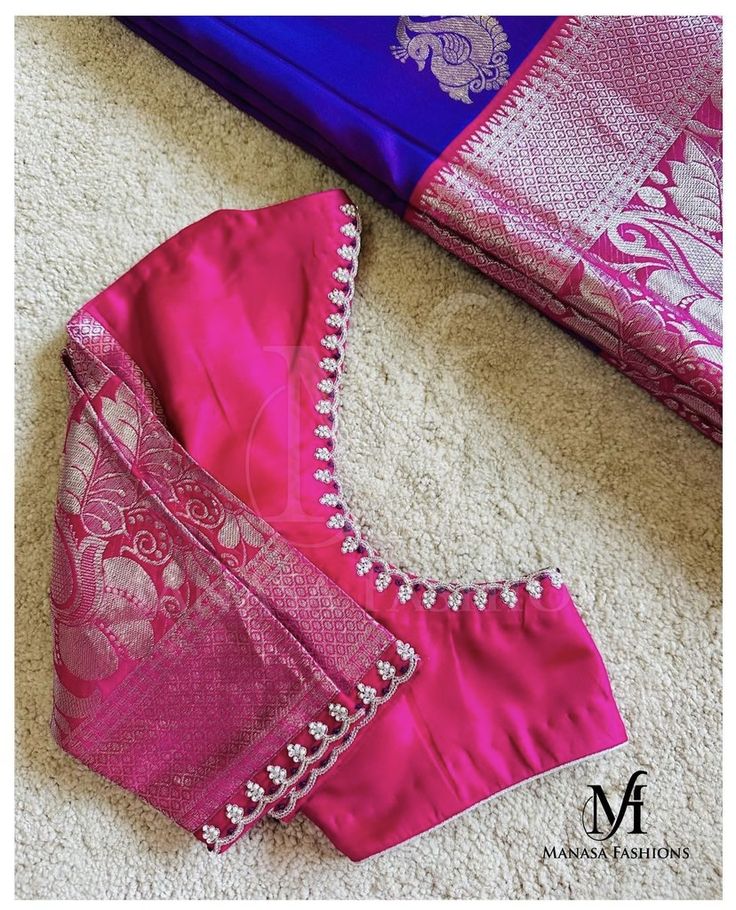 Pink Blouse Designs For Saree Silk, Blouse Design For Fancy Saree, Simple And Unique Blouse Design, Simple Maggam Work Blouses Latest, Simple Latest Maggam Work Designs, Latest Maggam Work Designs, Simple Maggam Work Blouses, Latest Maggam Work, Saree Combination