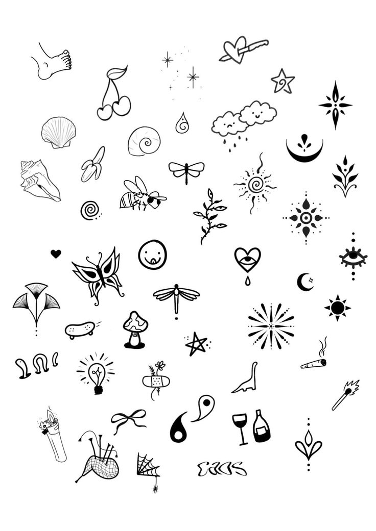 a bunch of different types of tattoos on a white background