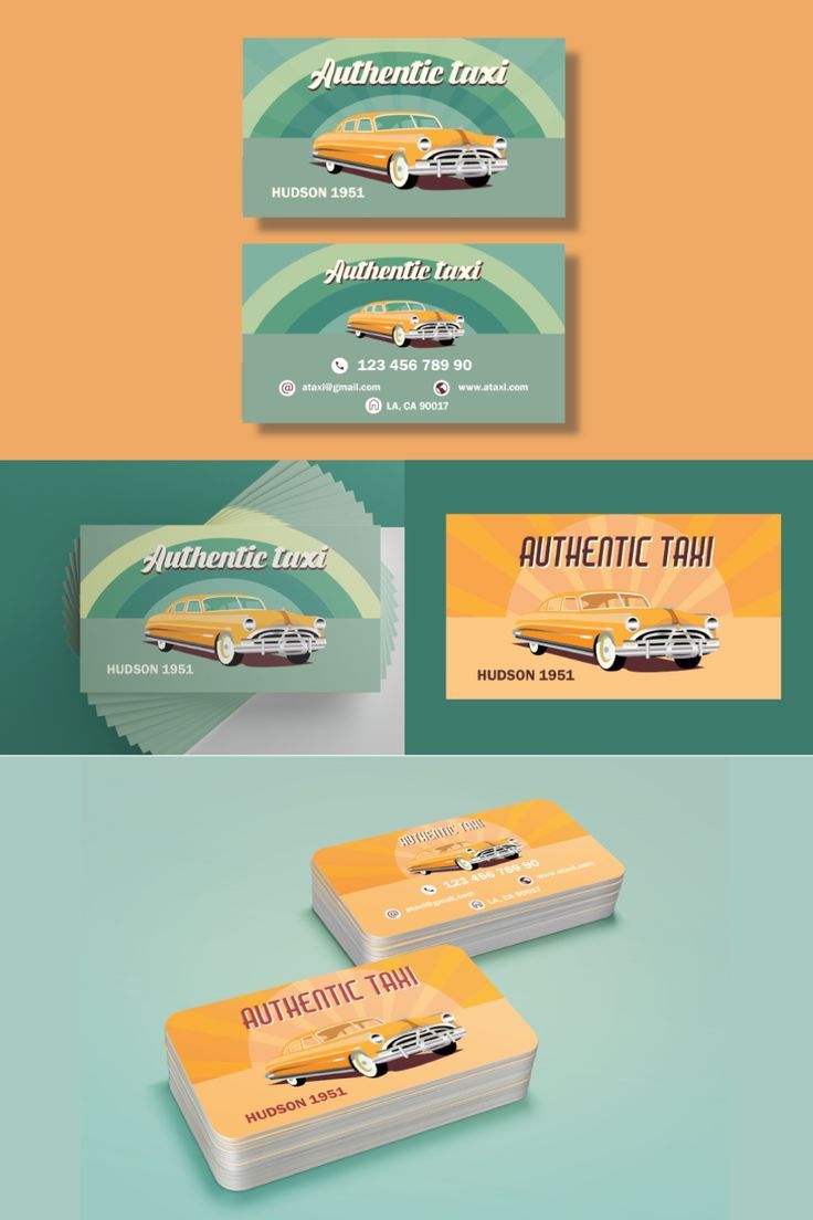 the business card is designed to look like an old school car, and has two different colors