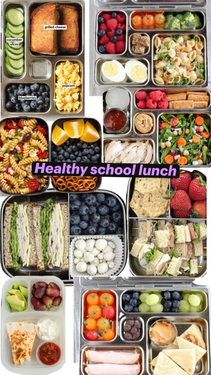 healthy school lunches are packed with fruits, vegetables and meats to be eaten