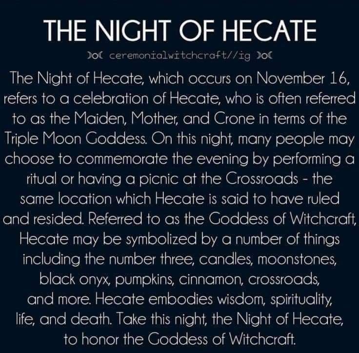 the night of hecatet is written in black and white on a dark background