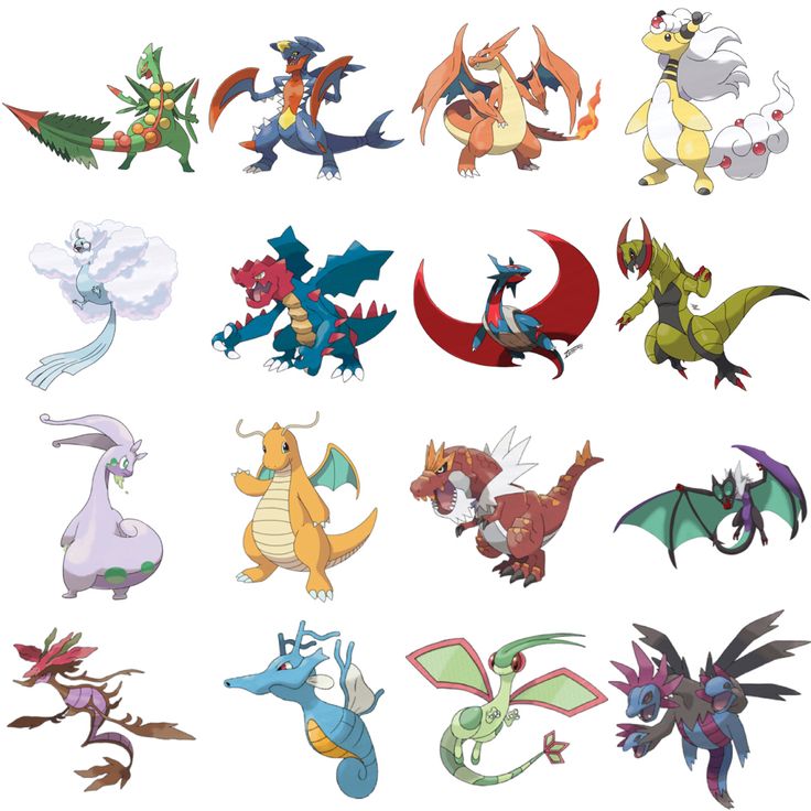 several different types of pokemons are shown in this image