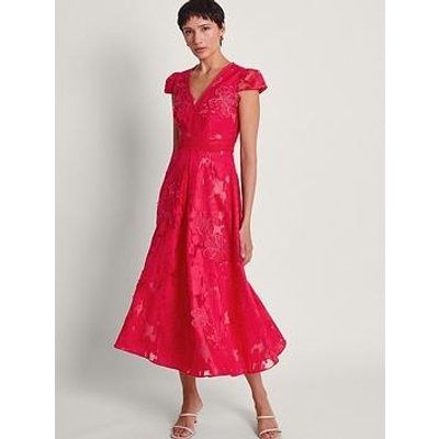 Monsoon Josie Jacquard Tea Dress Red Evening Dresses, Monsoon Dress, Evening Dress Collection, Summer Wedding Outfits, Red Evening Dress, Midi Length Skirts, Mesh Overlay, Fall Skirts, Dress Shapes