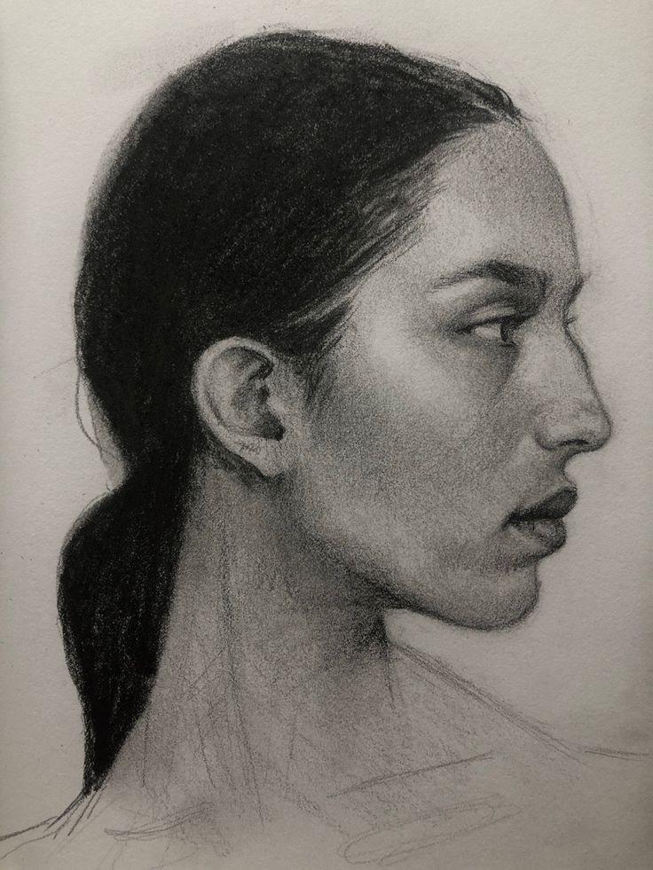 a pencil drawing of a woman's profile