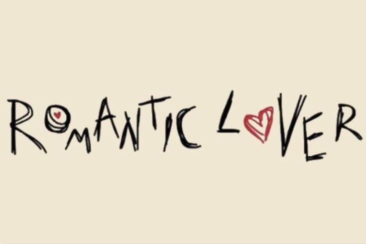 the word romantic love written in black ink