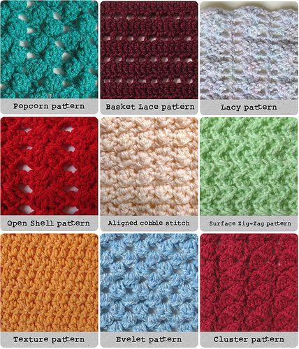 many colors of crochet are shown here