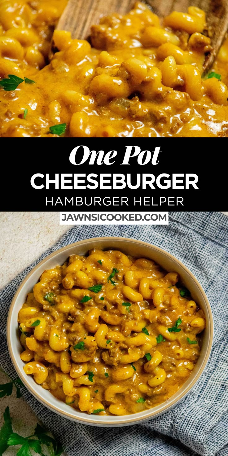 one pot cheesburger hamburger in a bowl