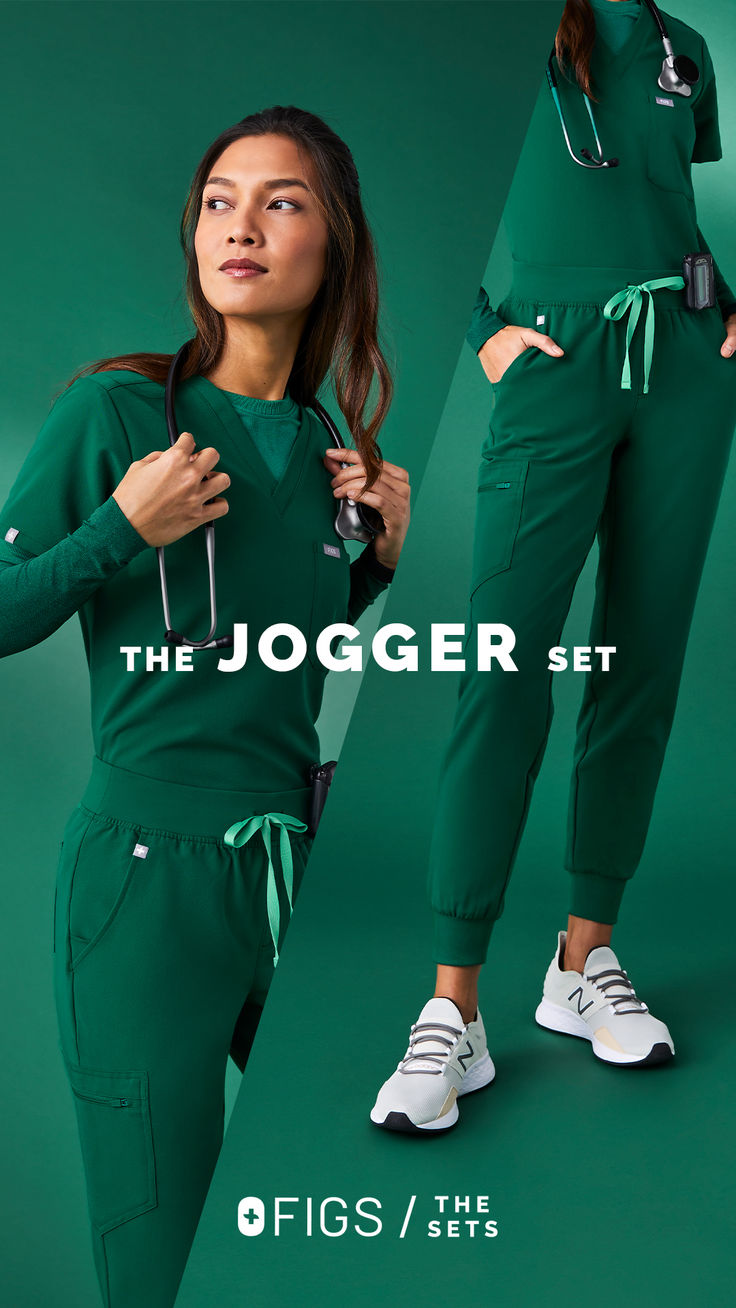 Hit the ground running. FIGS Jogger Set features a sporty fit, on-the-go comfort and seven pockets with coordinated best sellers. Ceil Blue Scrubs, Autumn Dresses, Celebrity Party, Back To School Fits, Packing Clothes, Mens Scrubs, My Shopping List, Blue Scrubs, Scrub Sets