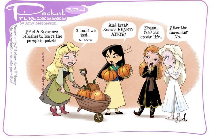 the princesses are talking to each other about pumpkins