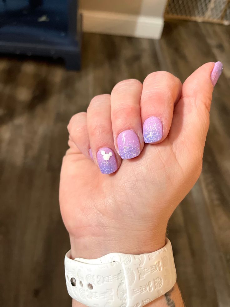 Disney Figment Nails, Ombre Disney Nails, Disney 100 Years Nails, Blue Disney Nails, Purple Disney Nails, Disney Themed Nails, Anniversary Nails, Manicure Monday, Fingernail Ideas