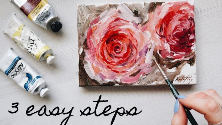 someone is painting flowers on a canvas with acrylic paint and watercolor pencils