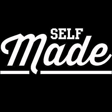 the word self made written in white on a black background